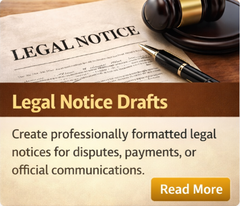 Legal notice draft Pakistan